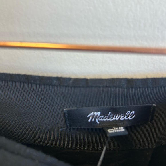 Madewell Black Button Front Wrap Midi Dress Women's NWT Size 4 Linen High Rise - Picture 4 of 7